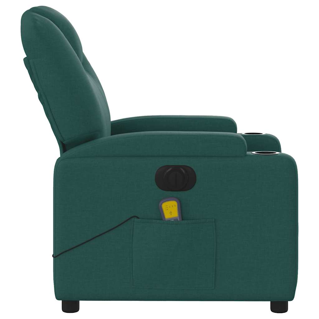 Fauteuil de massage inclinable électrique Vert foncé Tissu