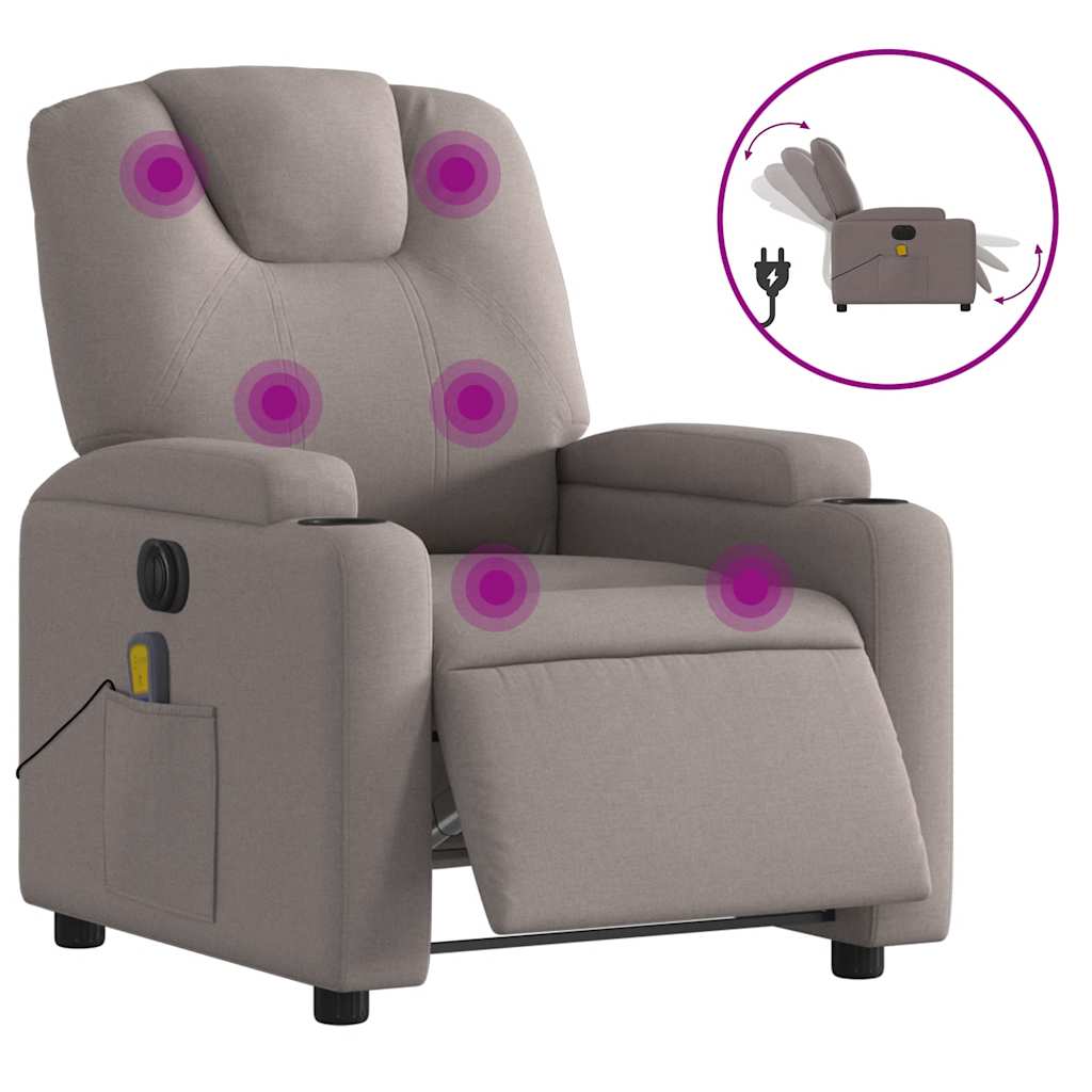 Fauteuil de massage inclinable électrique Taupe Tissu - XIOS