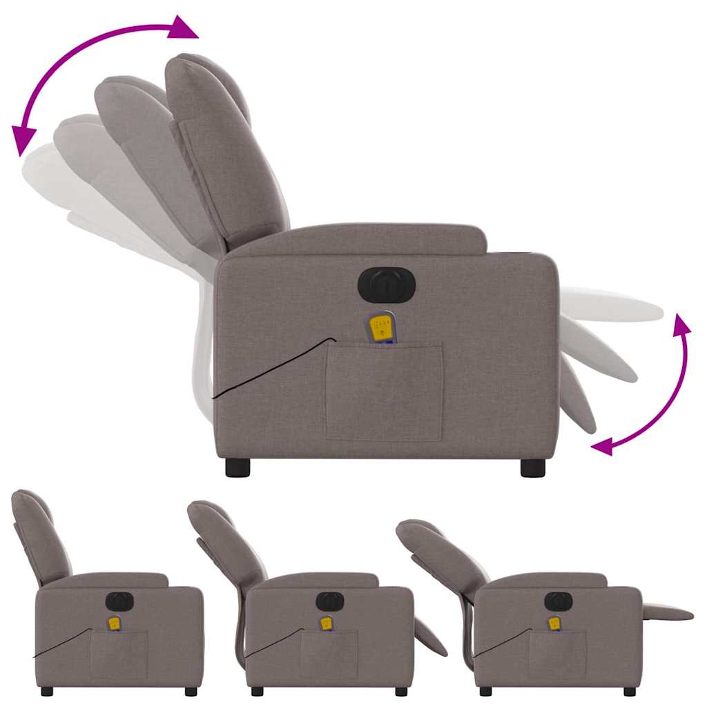 Fauteuil de massage inclinable électrique Taupe Tissu - XIOS