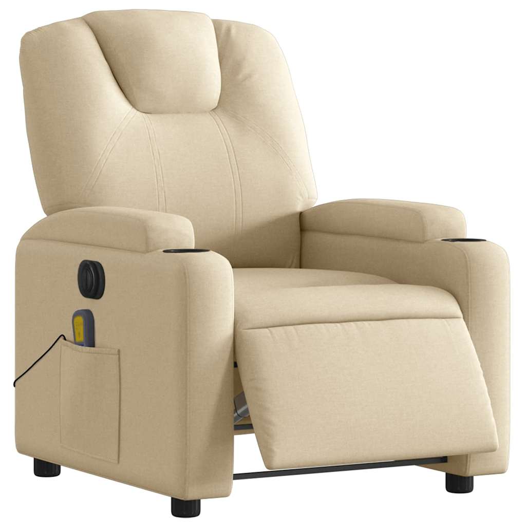 Fauteuil inclinable de massage électrique crème tissu - XIOS