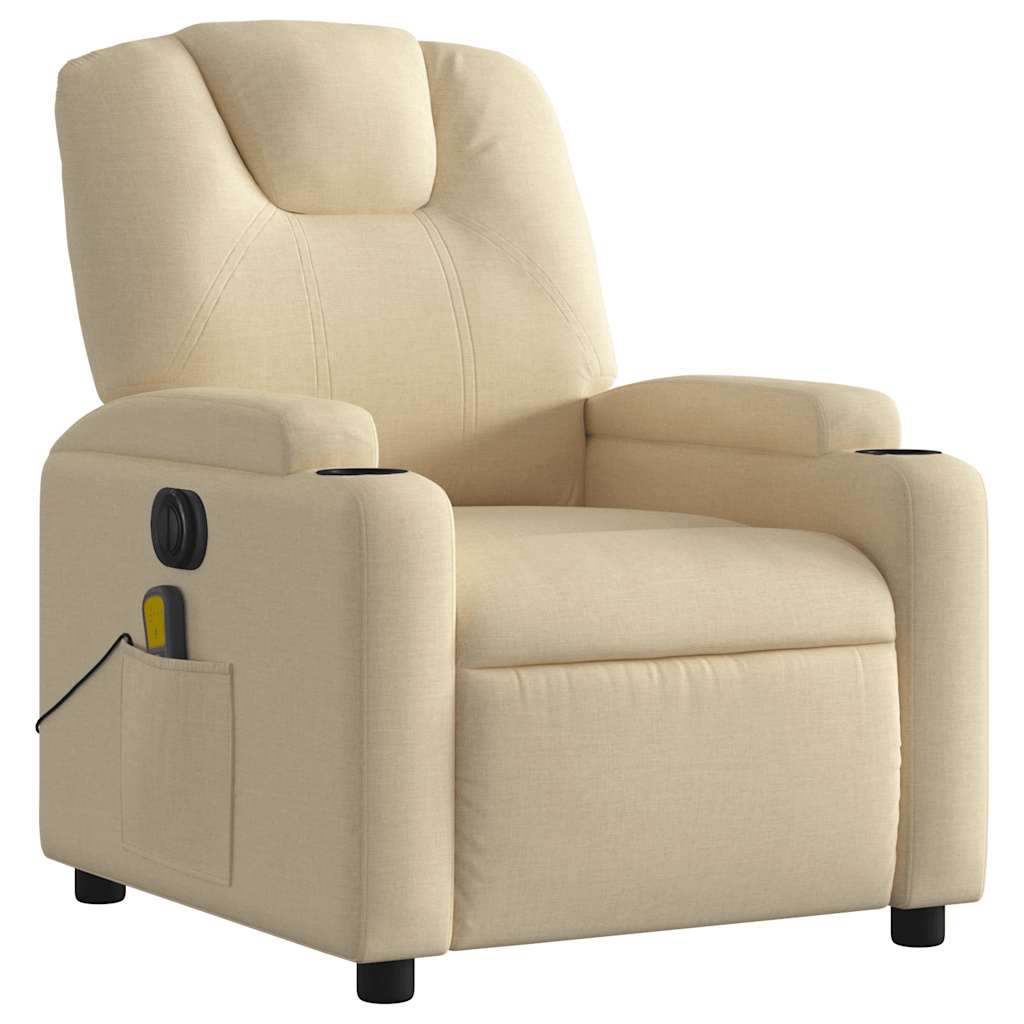 Fauteuil inclinable de massage électrique crème tissu - XIOS