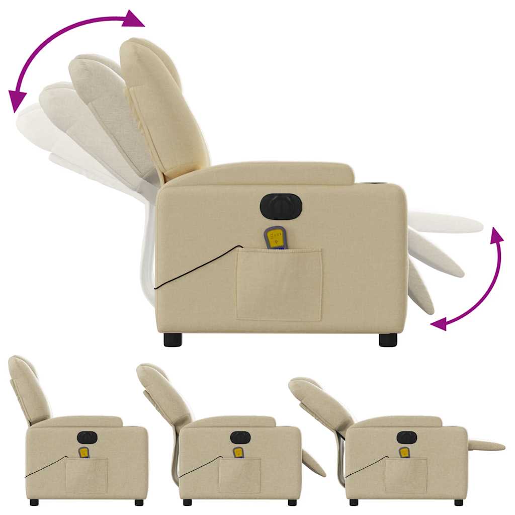 Fauteuil inclinable de massage électrique crème tissu - XIOS