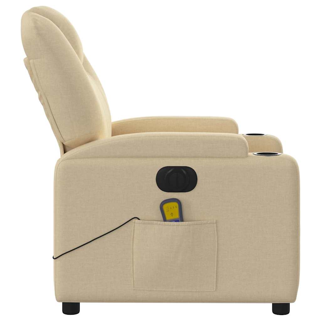 Fauteuil inclinable de massage électrique crème tissu - XIOS
