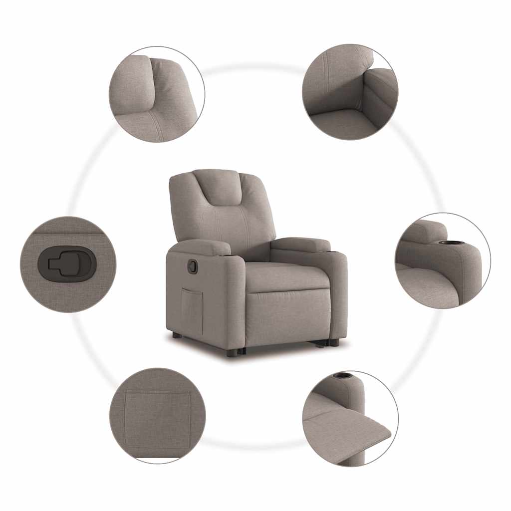 Fauteuil inclinable taupe tissu - XIOS