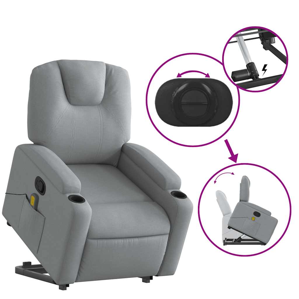 Fauteuil de massage inclinable Gris clair Tissu - XIOS