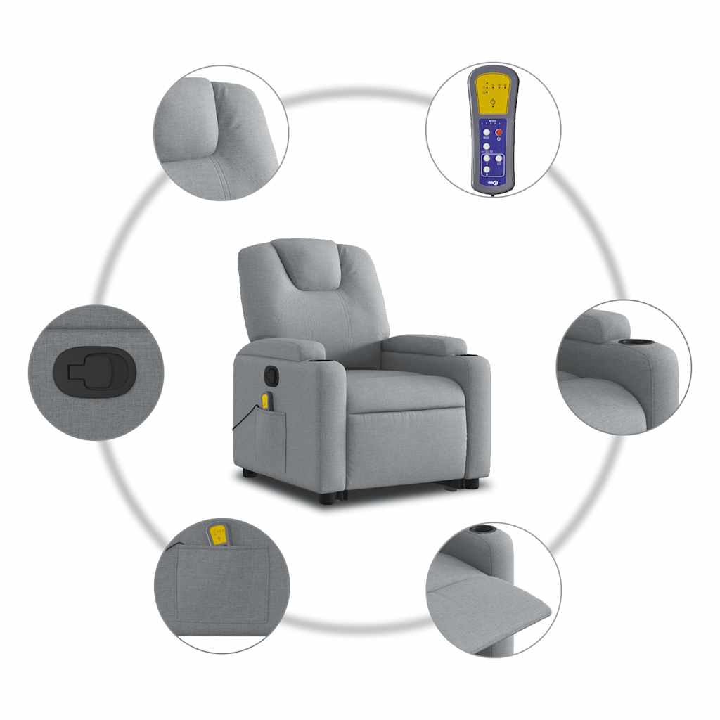 Fauteuil de massage inclinable Gris clair Tissu - XIOS
