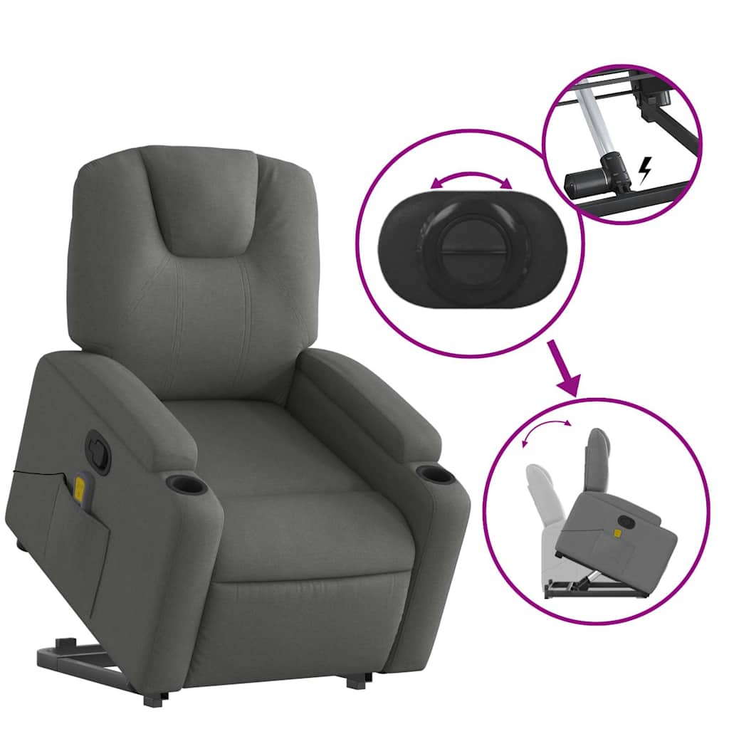 Fauteuil de massage inclinable Gris foncé Tissu
