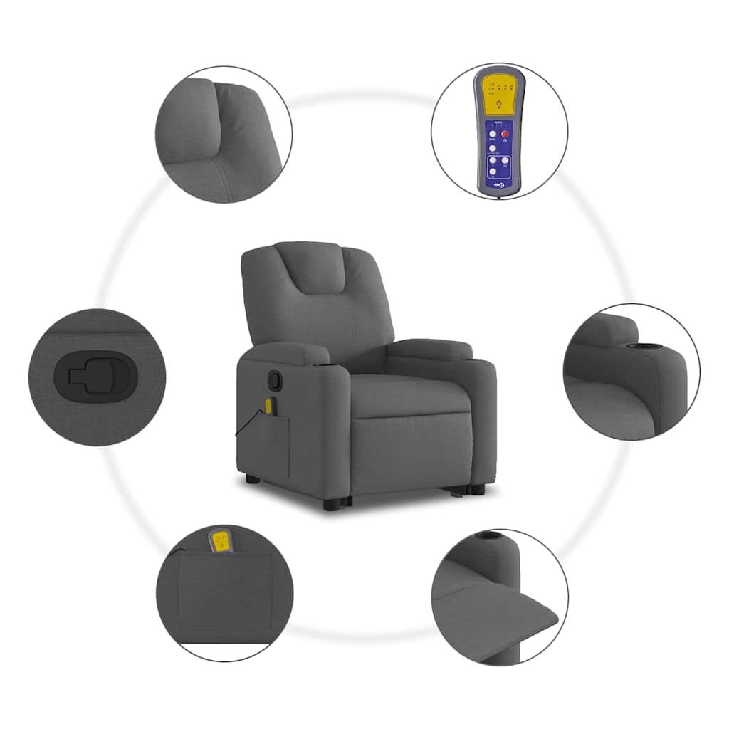 Fauteuil de massage inclinable Gris foncé Tissu - XIOS