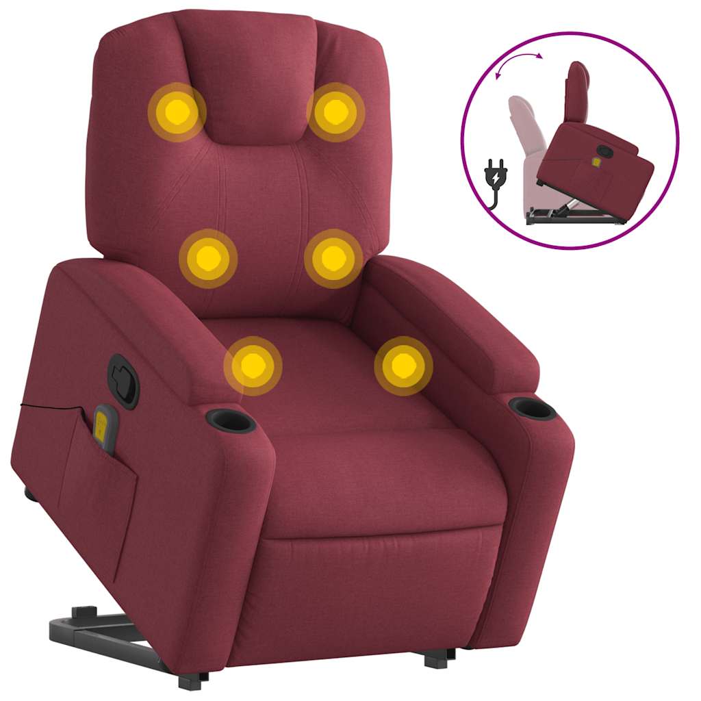 Fauteuil inclinable de massage Rouge bordeaux Tissu - XIOS
