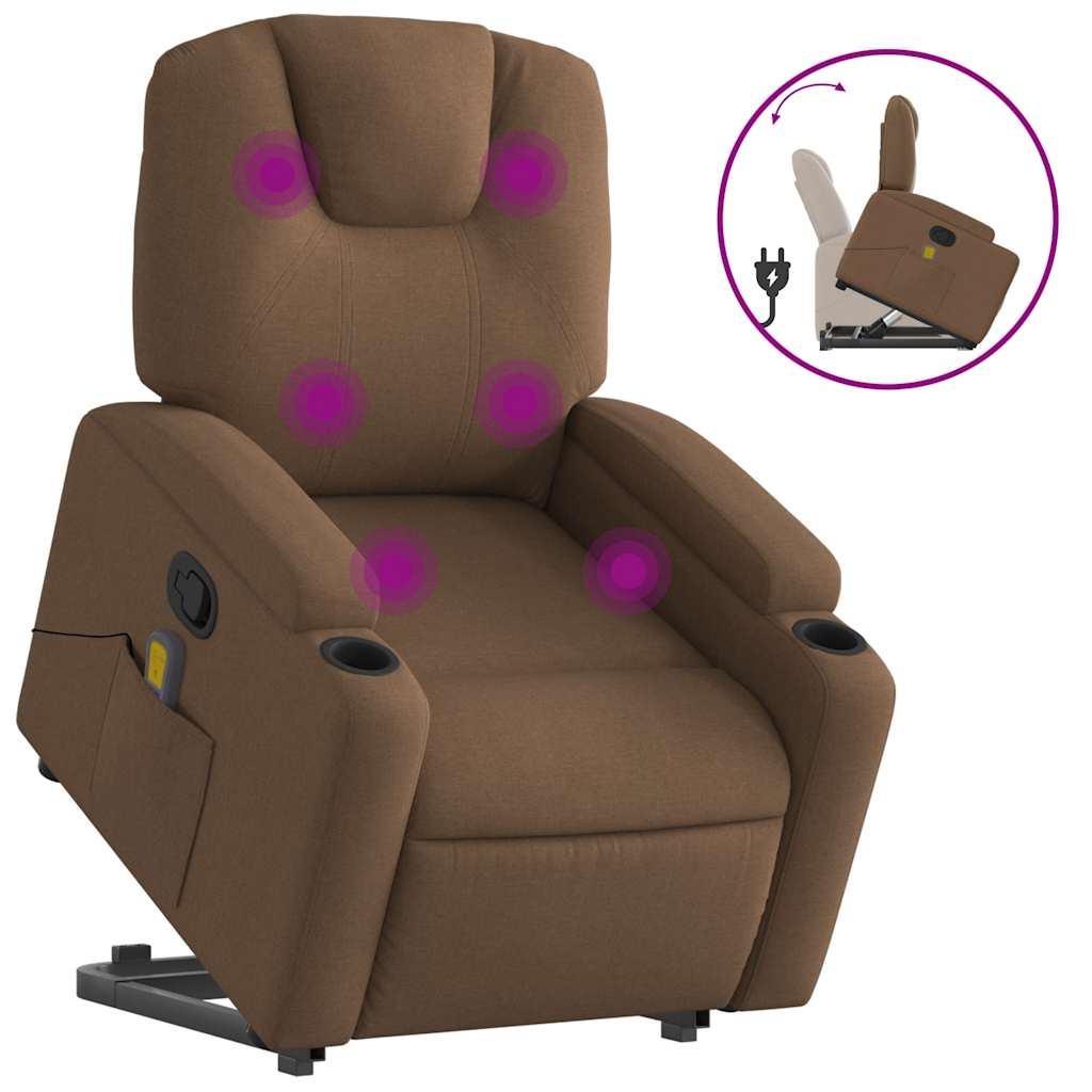 Fauteuil de massage inclinable Marron Tissu