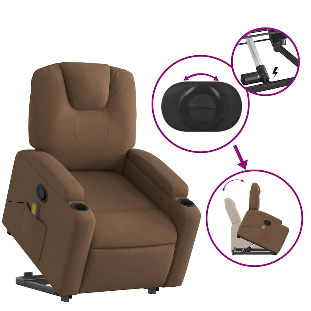 Fauteuil de massage inclinable Marron Tissu