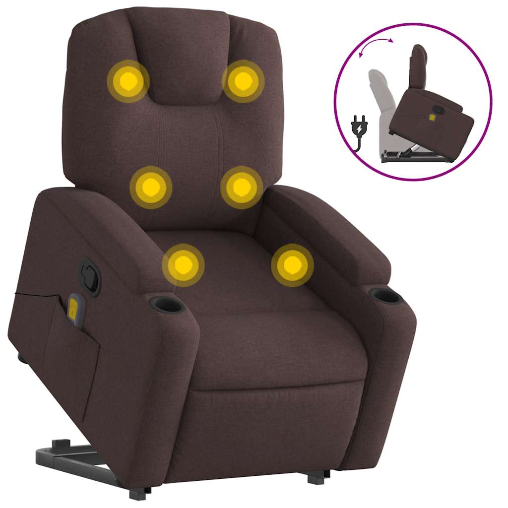 Fauteuil inclinable de massage Marron foncé Tissu