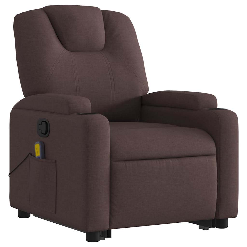 Fauteuil inclinable de massage Marron foncé Tissu