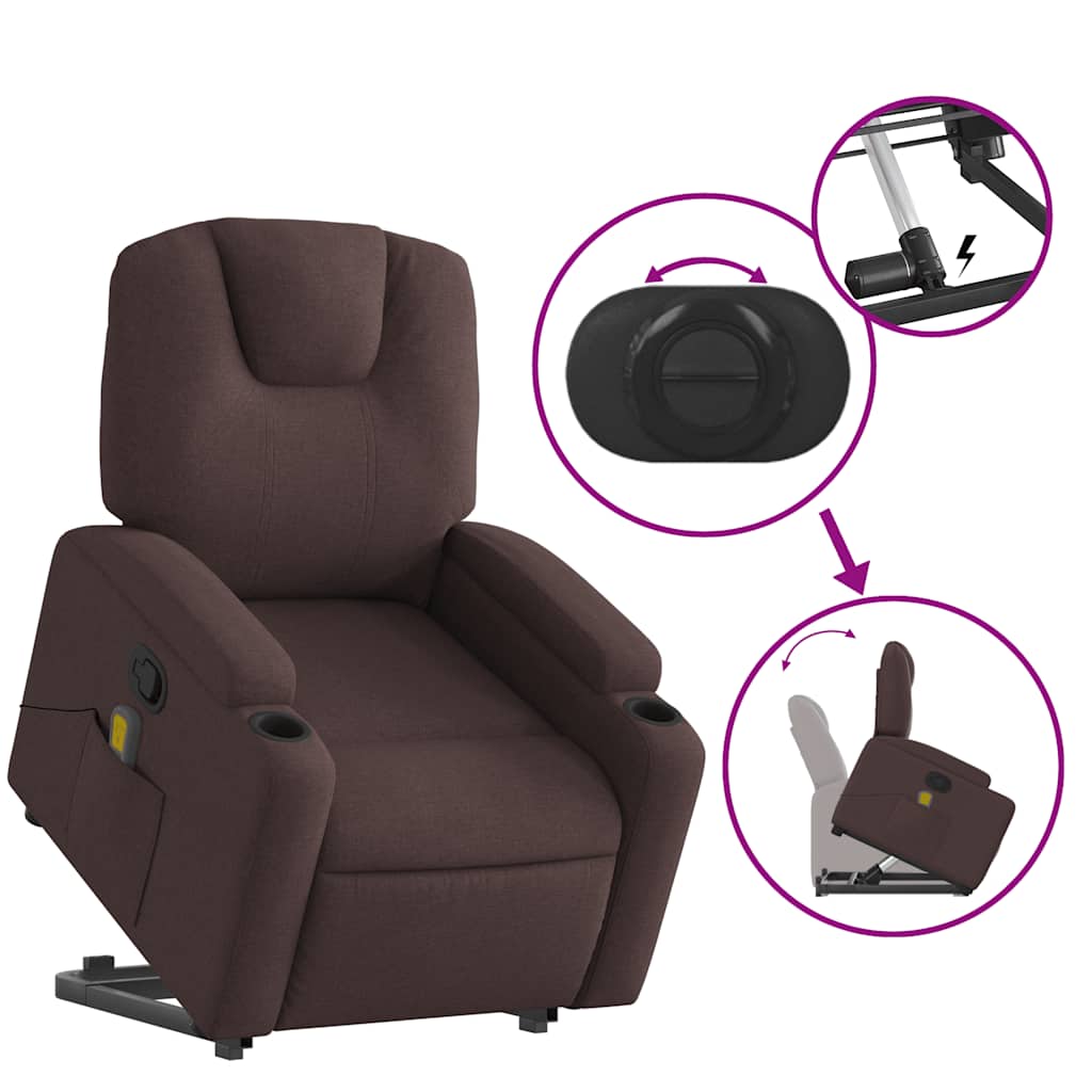 Fauteuil inclinable de massage Marron foncé Tissu - XIOS