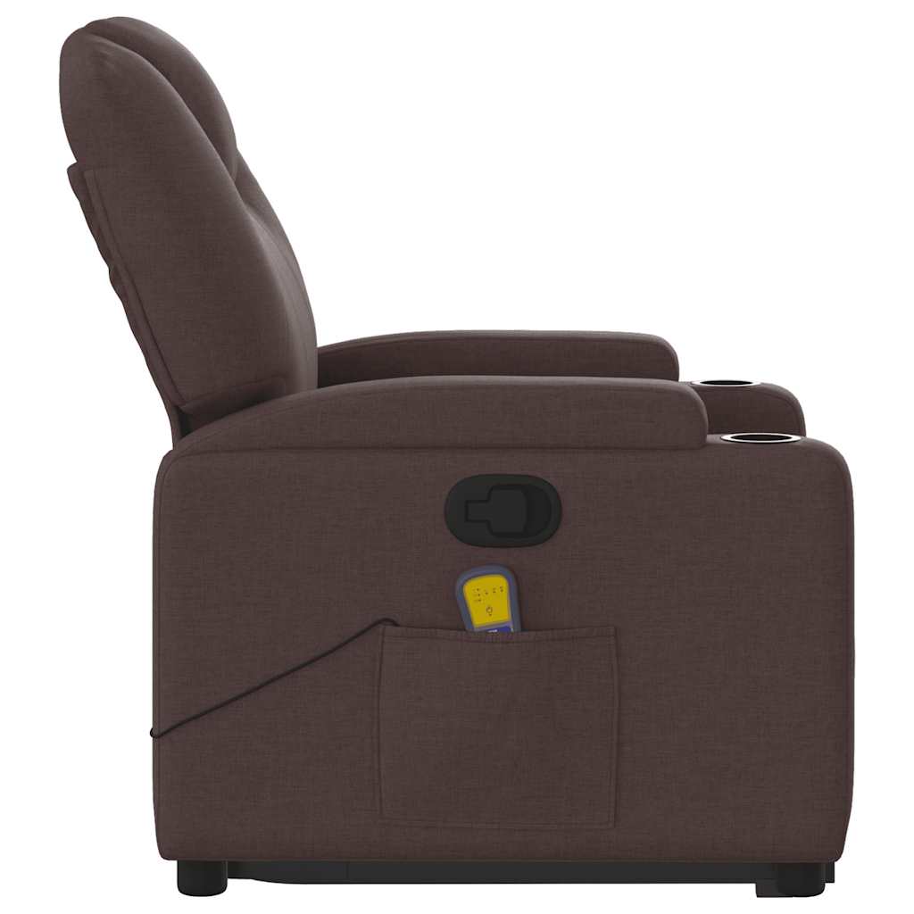 Fauteuil inclinable de massage Marron foncé Tissu