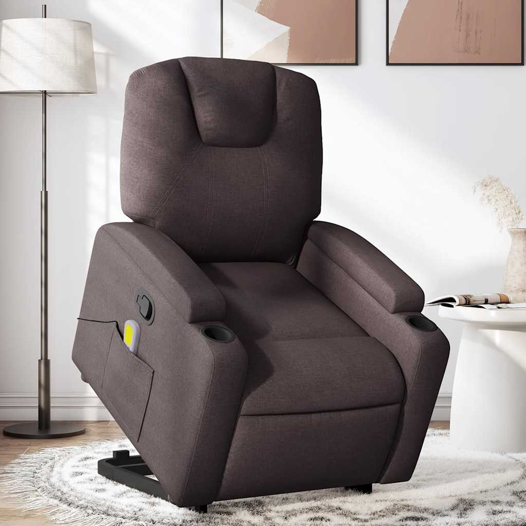 Fauteuil inclinable de massage Marron foncé Tissu