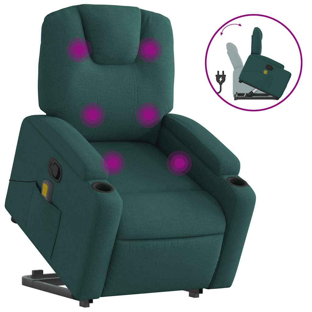 Fauteuil inclinable de massage Vert foncé Tissu - XIOS