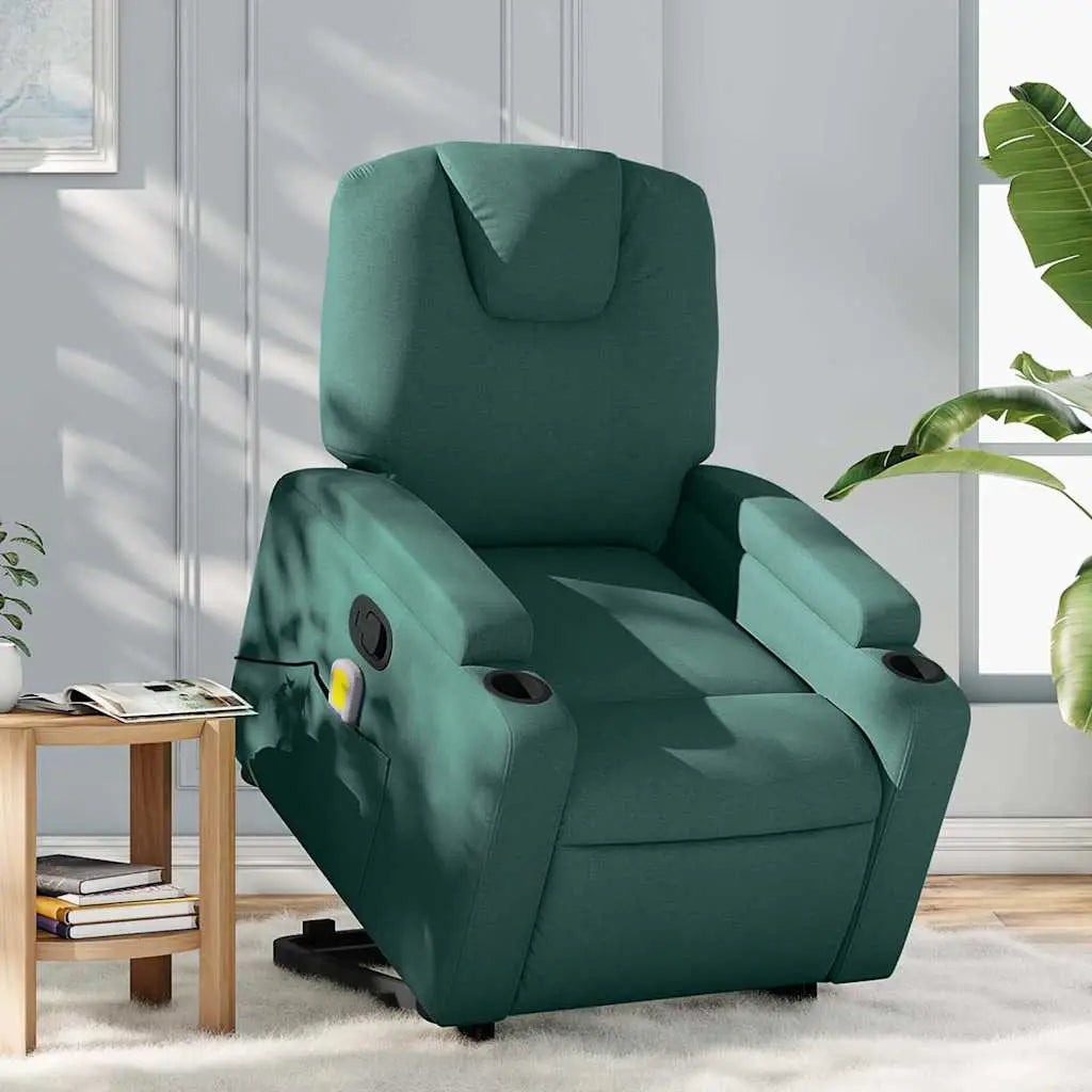 Fauteuil inclinable de massage Vert foncé Tissu - XIOS