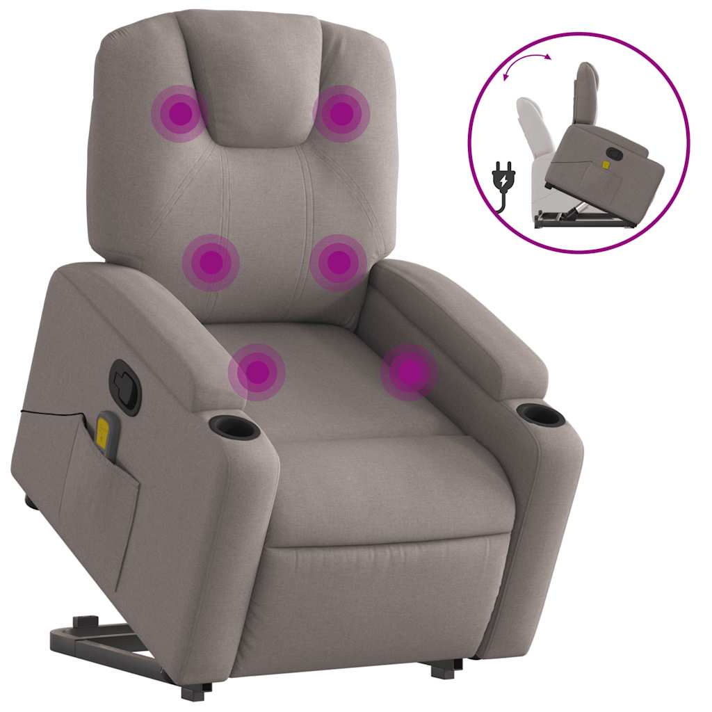 Fauteuil inclinable de massage Taupe Tissu - XIOS
