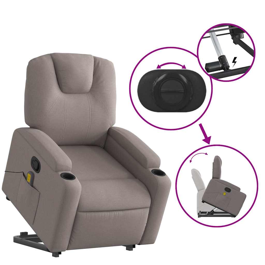 Fauteuil inclinable de massage Taupe Tissu