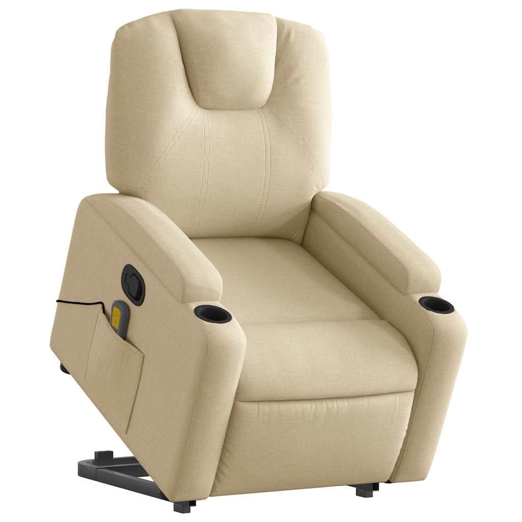 Fauteuil inclinable de massage Crème Tissu