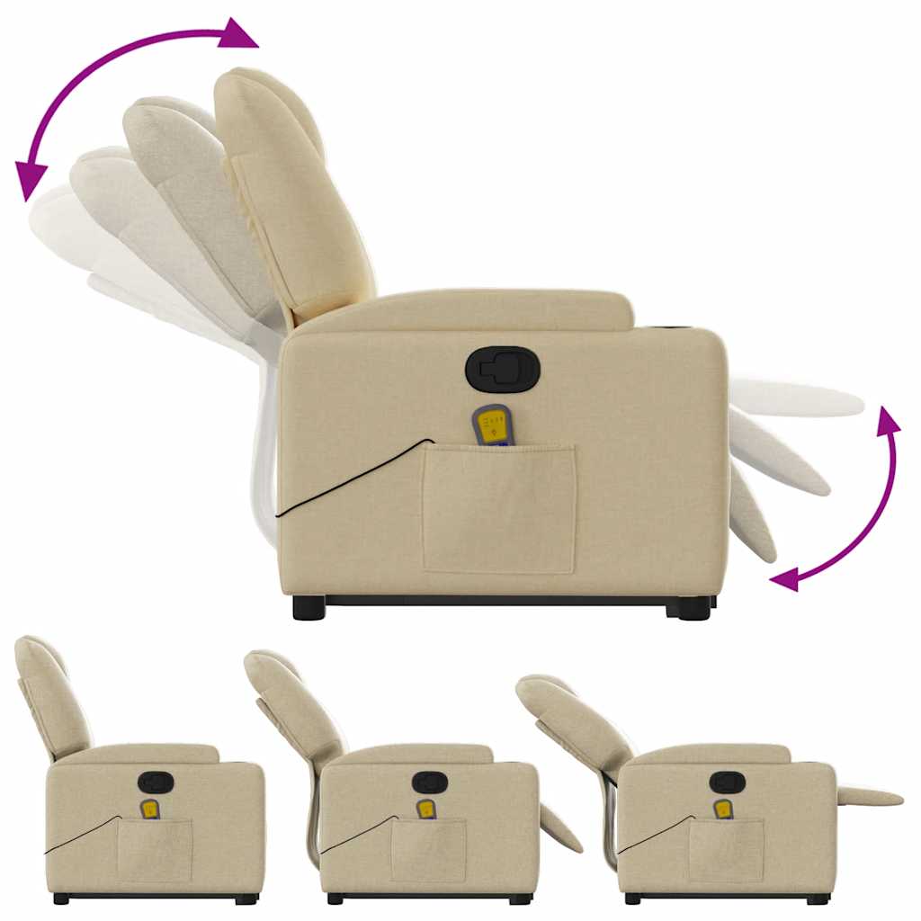 Fauteuil inclinable de massage Crème Tissu