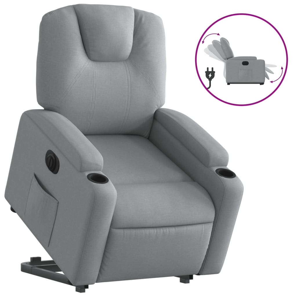 Fauteuil inclinable électrique gris clair tissu - XIOS