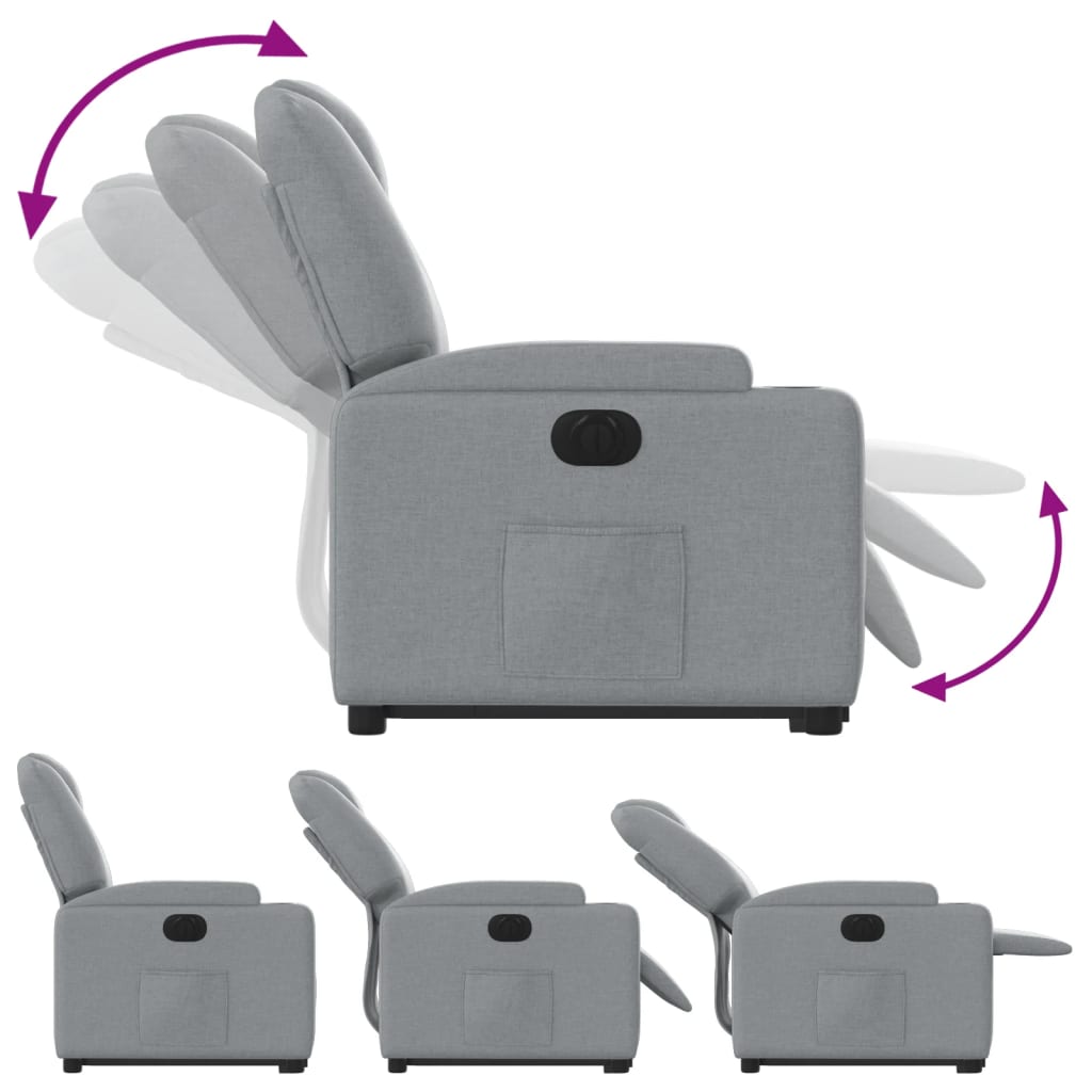 Fauteuil inclinable électrique gris clair tissu