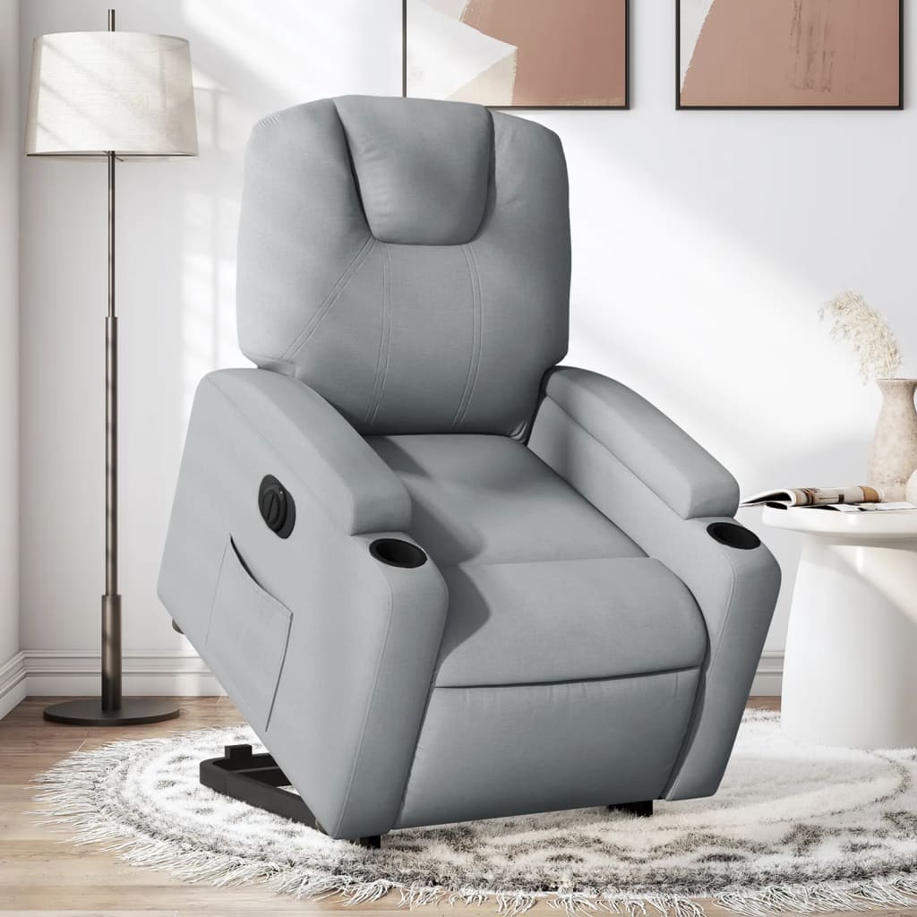 Fauteuil inclinable électrique gris clair tissu - XIOS