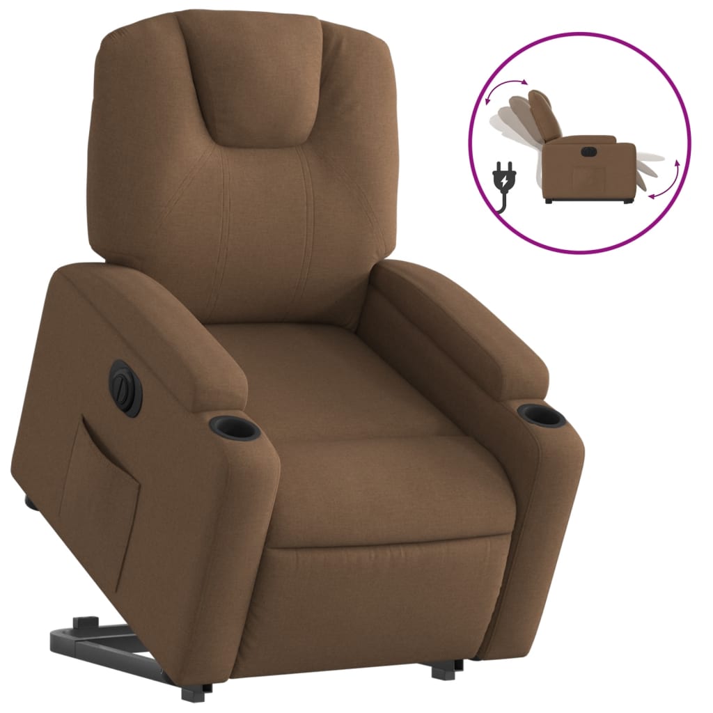 Fauteuil inclinable électrique marron tissu - XIOS