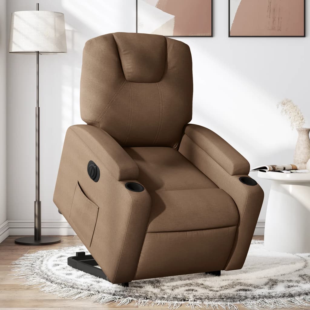 Fauteuil inclinable électrique marron tissu - XIOS