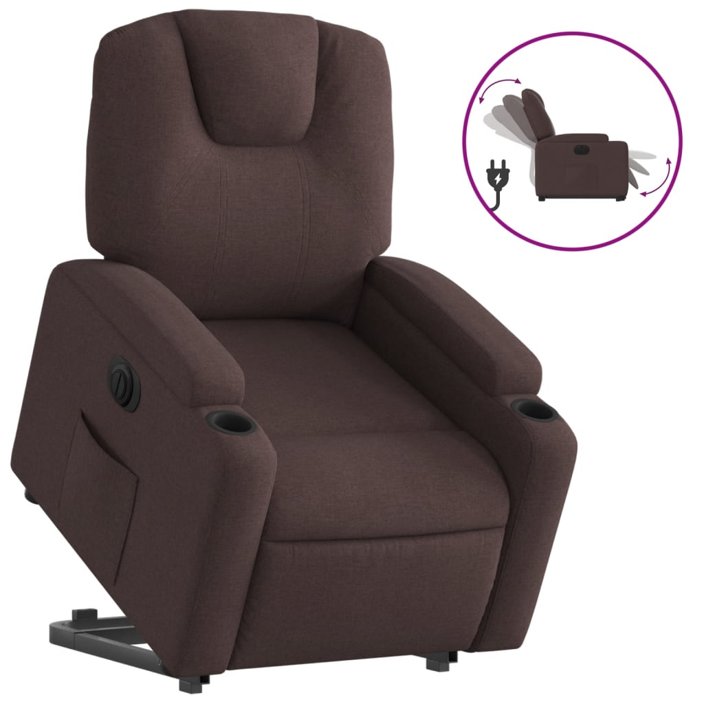 Fauteuil inclinable électrique marron foncé tissu