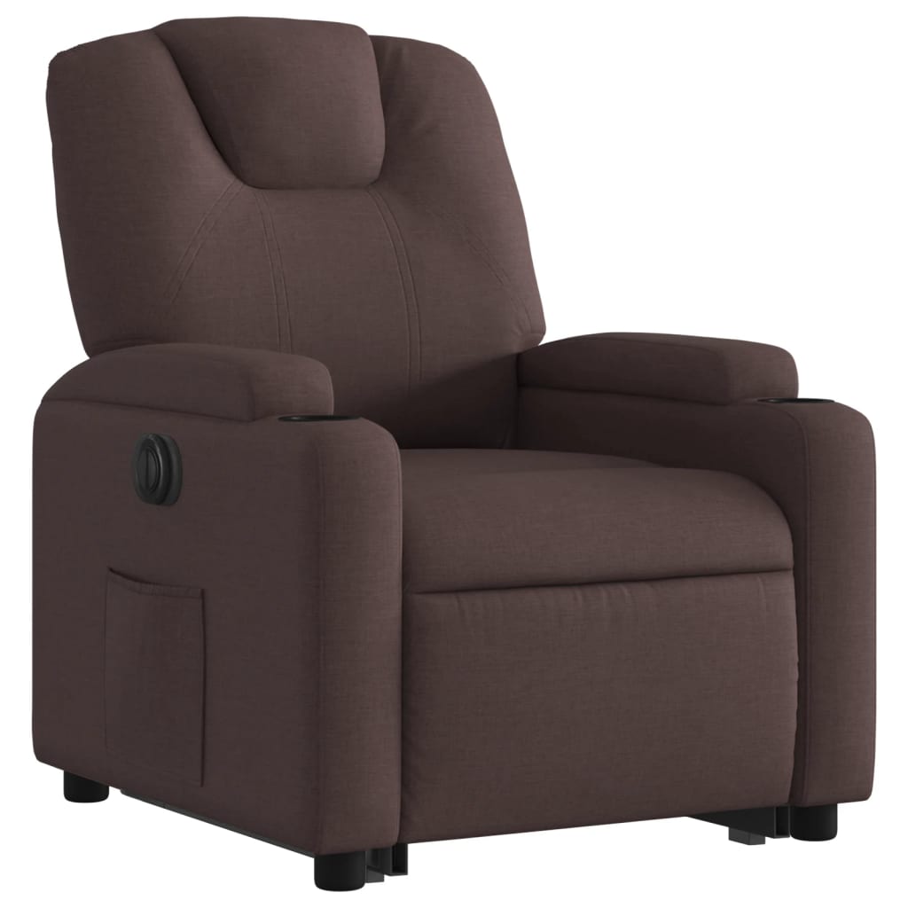 Fauteuil inclinable électrique marron foncé tissu - XIOS