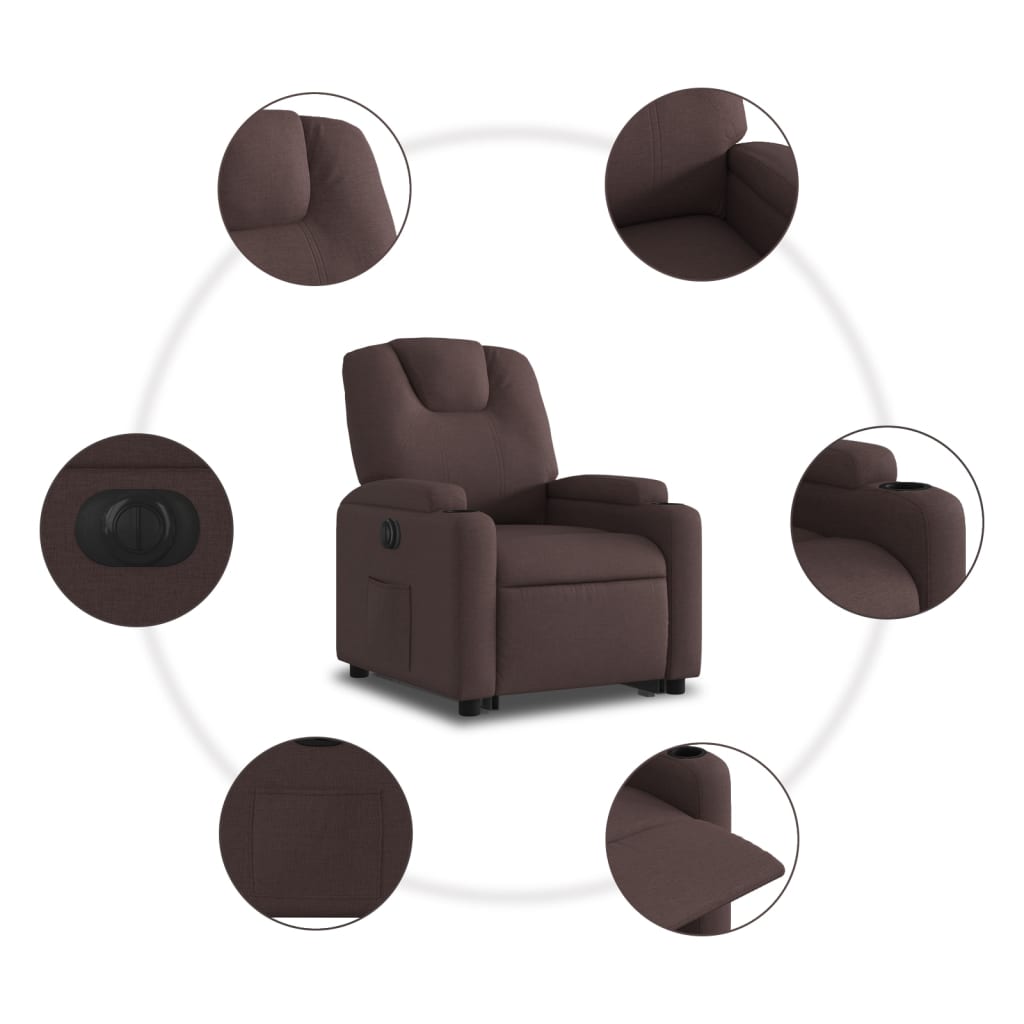 Fauteuil inclinable électrique marron foncé tissu - XIOS