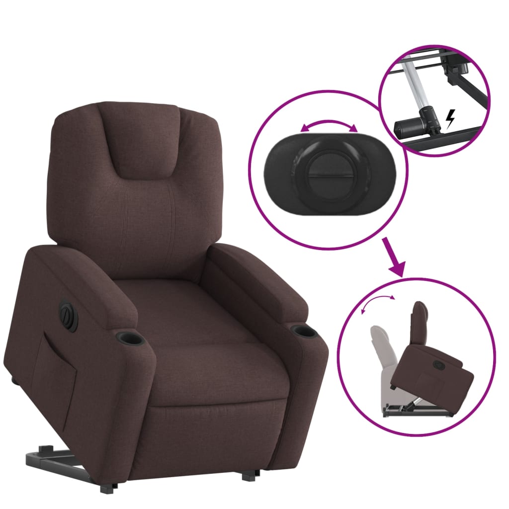 Fauteuil inclinable électrique marron foncé tissu - XIOS