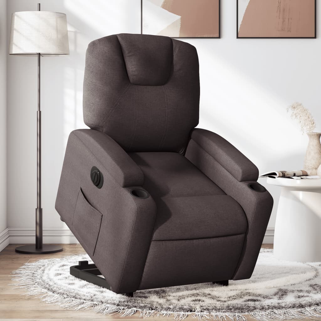 Fauteuil inclinable électrique marron foncé tissu - XIOS