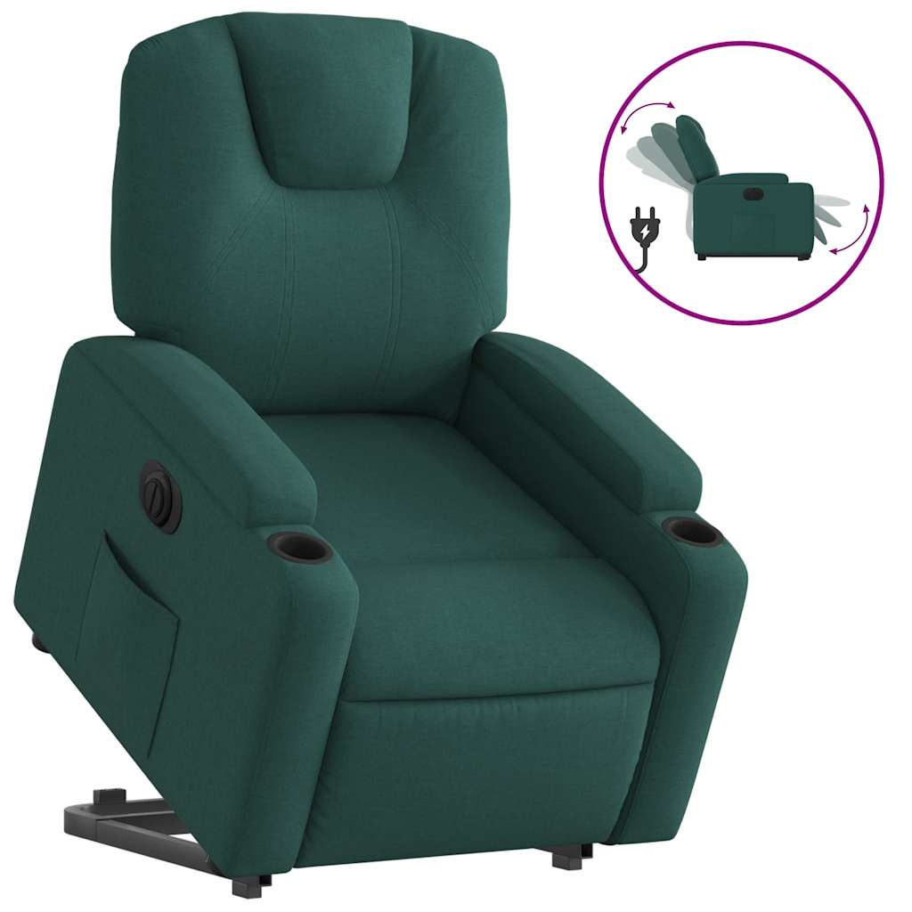 Fauteuil inclinable électrique vert foncé tissu - XIOS