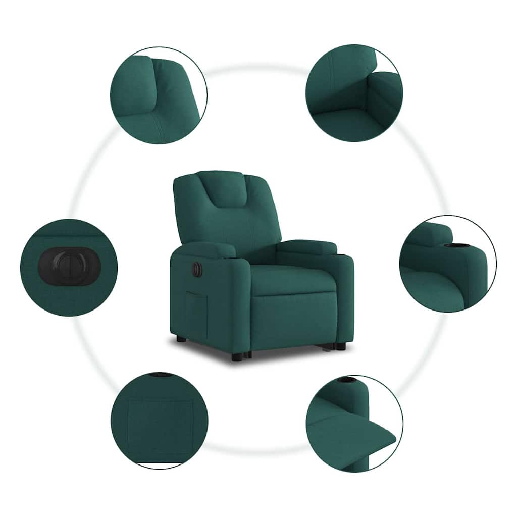 Fauteuil inclinable électrique vert foncé tissu - XIOS
