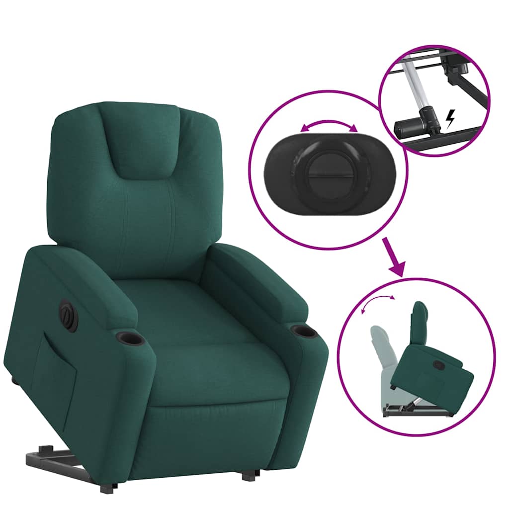 Fauteuil inclinable électrique vert foncé tissu - XIOS