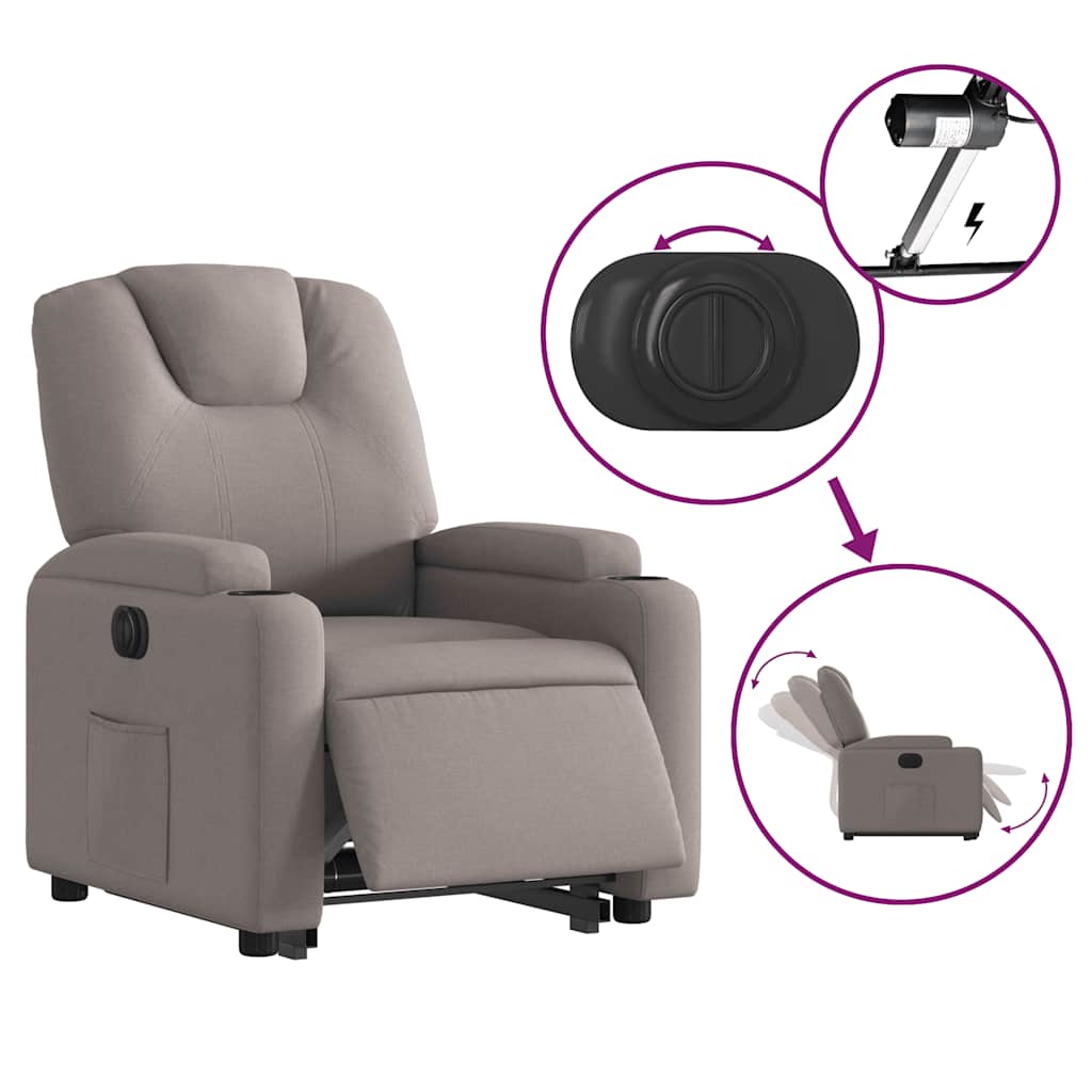 Fauteuil inclinable électrique taupe tissu - XIOS