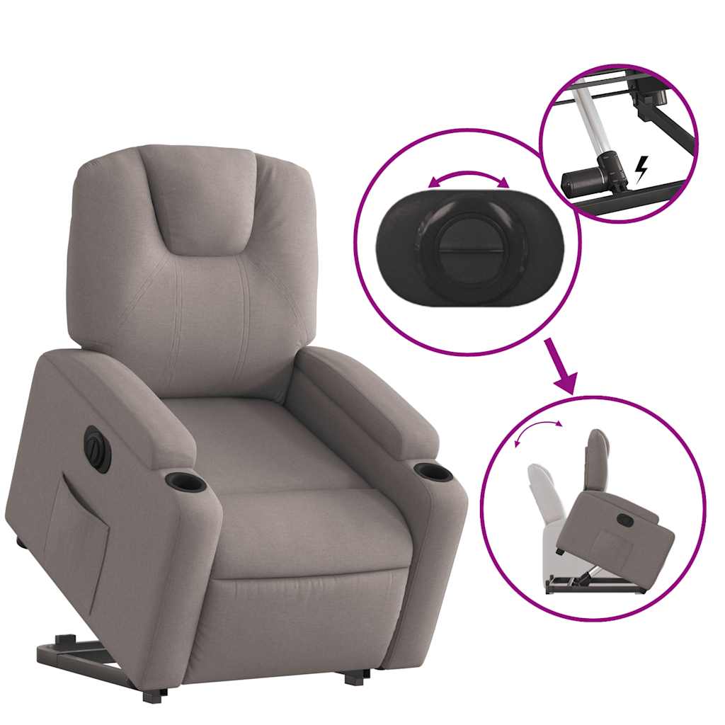 Fauteuil inclinable électrique taupe tissu - XIOS