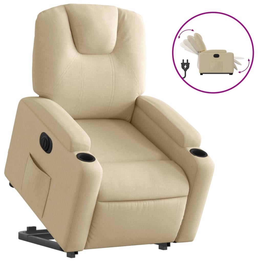 Fauteuil inclinable électrique crème tissu
