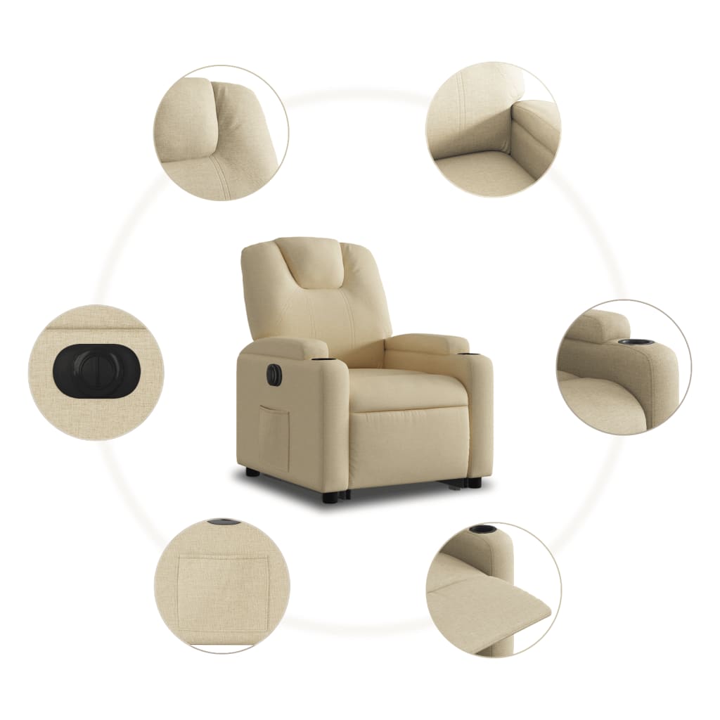 Fauteuil inclinable électrique crème tissu