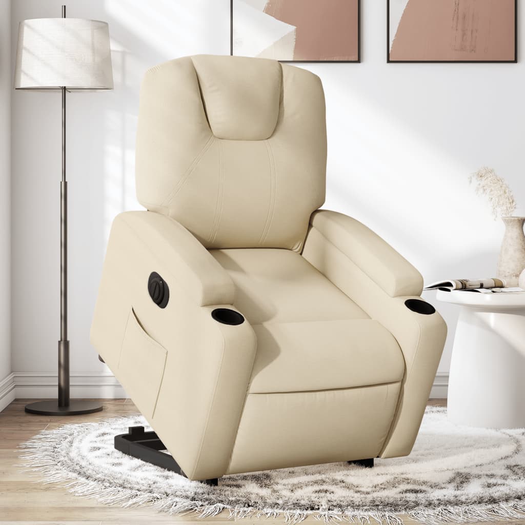 Fauteuil inclinable électrique crème tissu