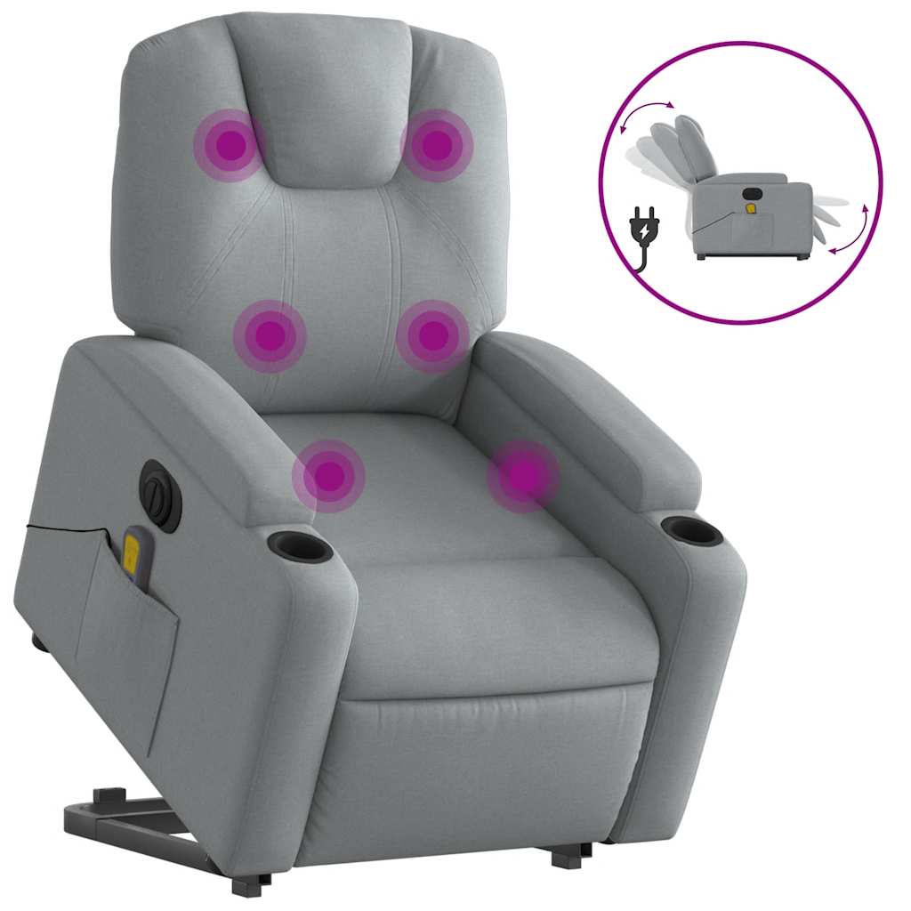 Fauteuil inclinable de massage électrique Gris clair Tissu - XIOS