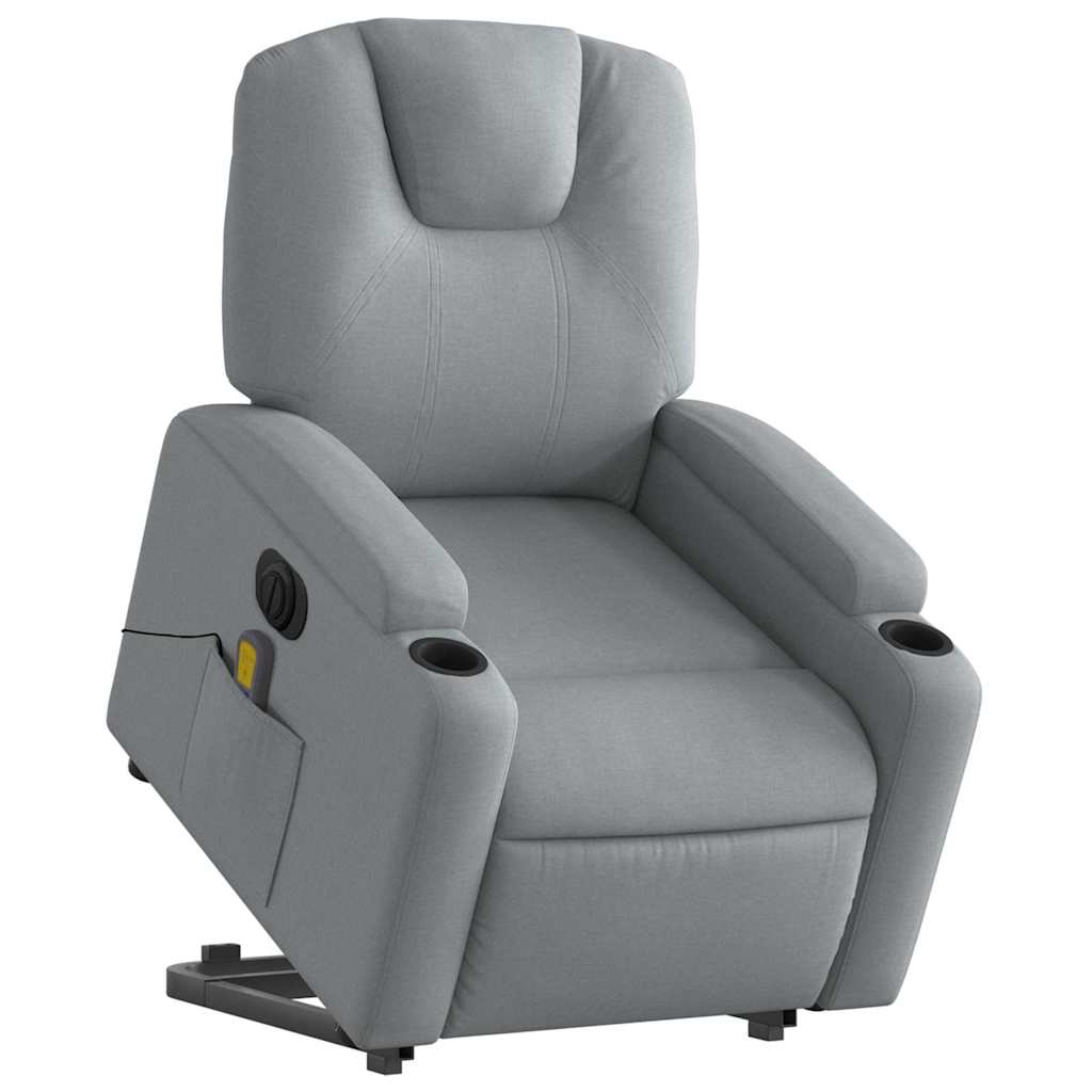 Fauteuil inclinable de massage électrique Gris clair Tissu