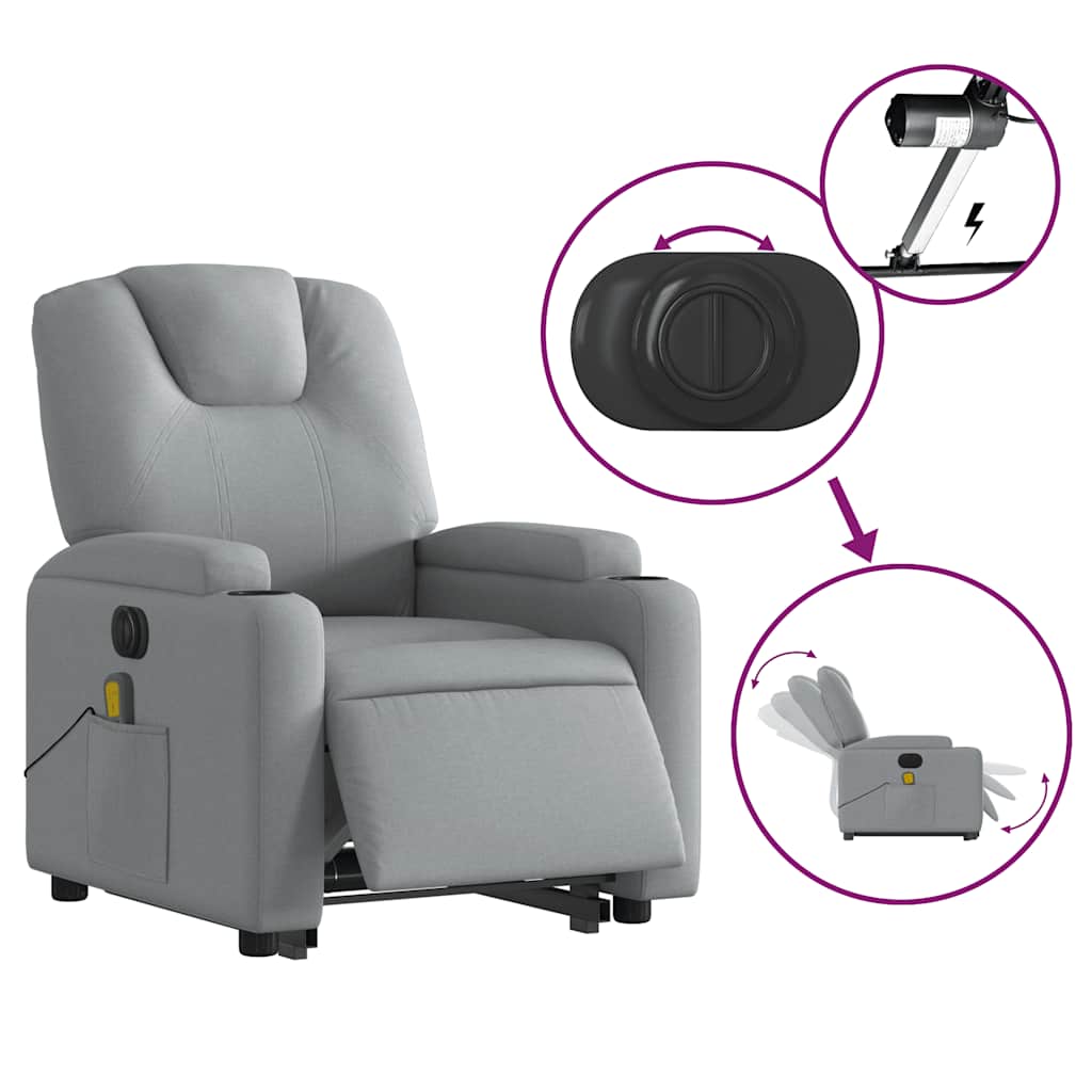 Fauteuil inclinable de massage électrique Gris clair Tissu - XIOS