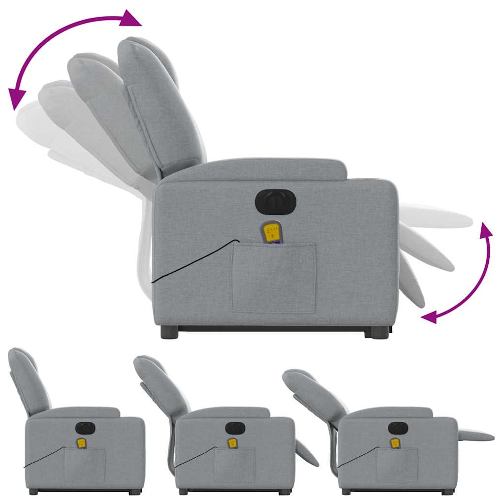 Fauteuil inclinable de massage électrique Gris clair Tissu - XIOS