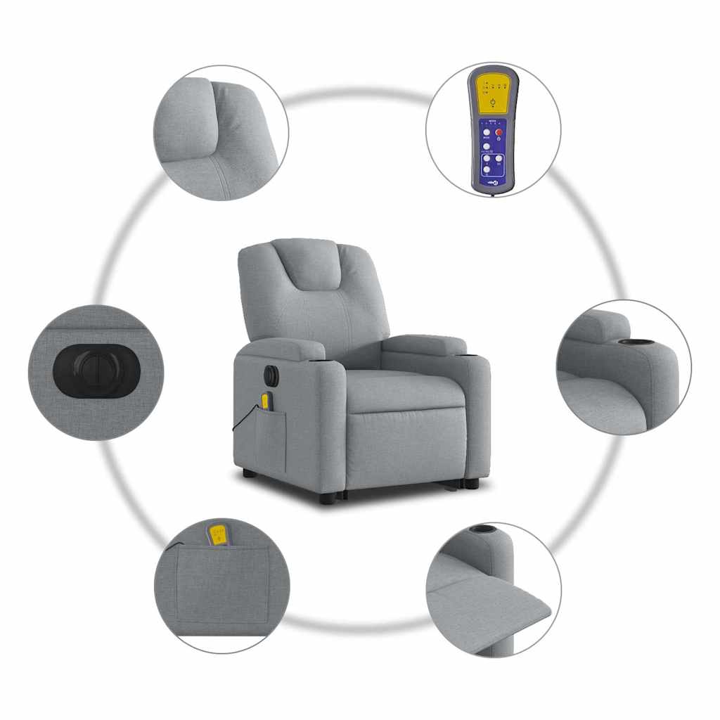 Fauteuil inclinable de massage électrique Gris clair Tissu - XIOS