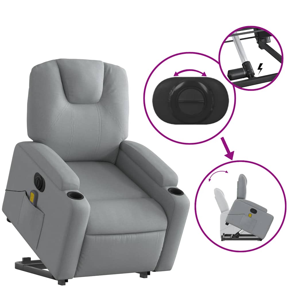 Fauteuil inclinable de massage électrique Gris clair Tissu - XIOS